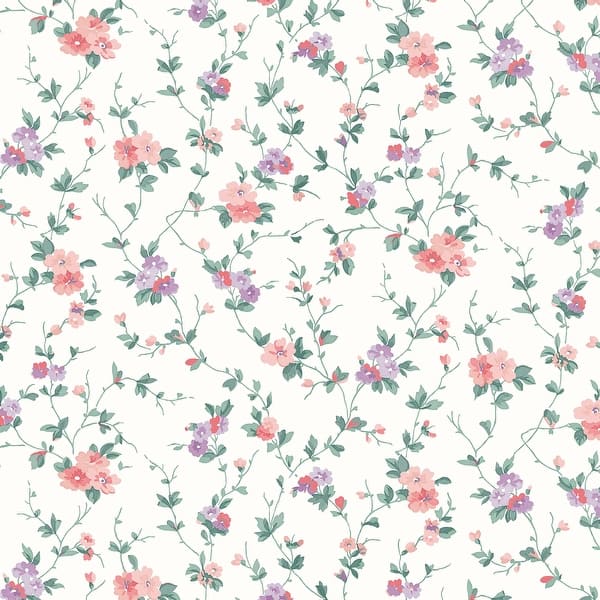 slide 2 of 3, Laura Ashley Priory Coral Pink Wallpaper