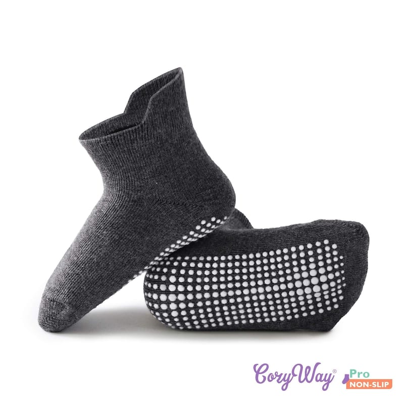 CozyWay Ankle Grip Socks Black/White/DarkGray - 12 pair, 6-12 Months, Unisex