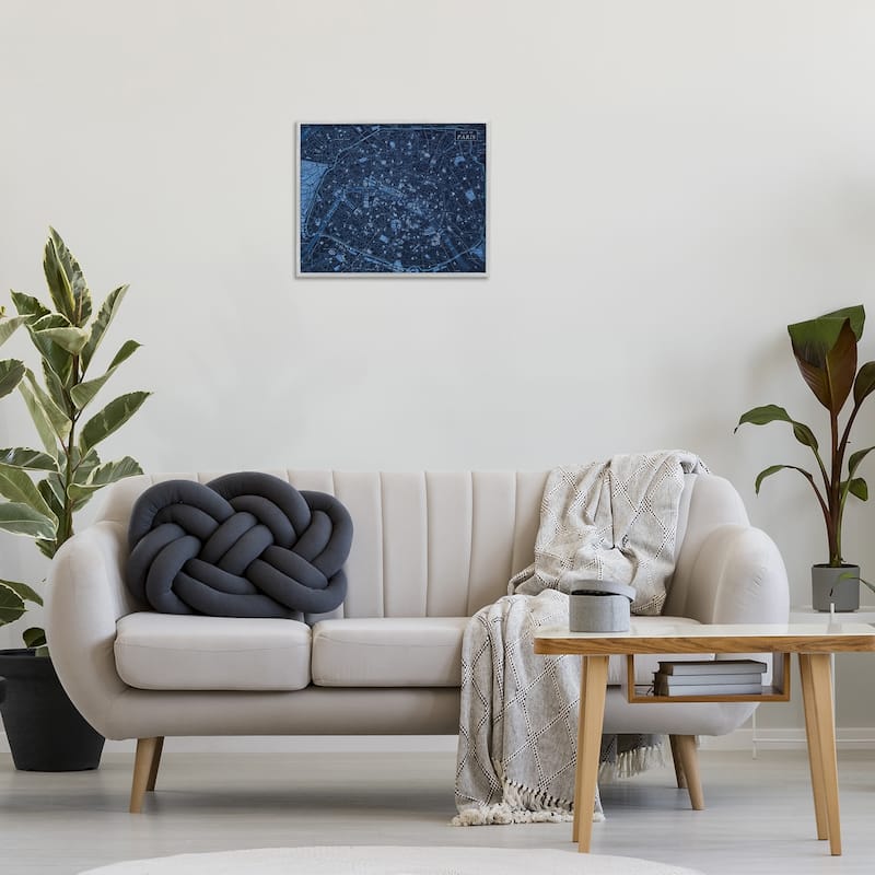 Stupell Blue Detailed Paris Map Framed Giclee Art Design By Phillipa Katz