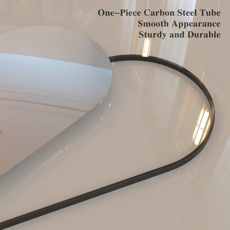 71'' x 32'' Black Arch Full Length Mirror Leaning Against Wall