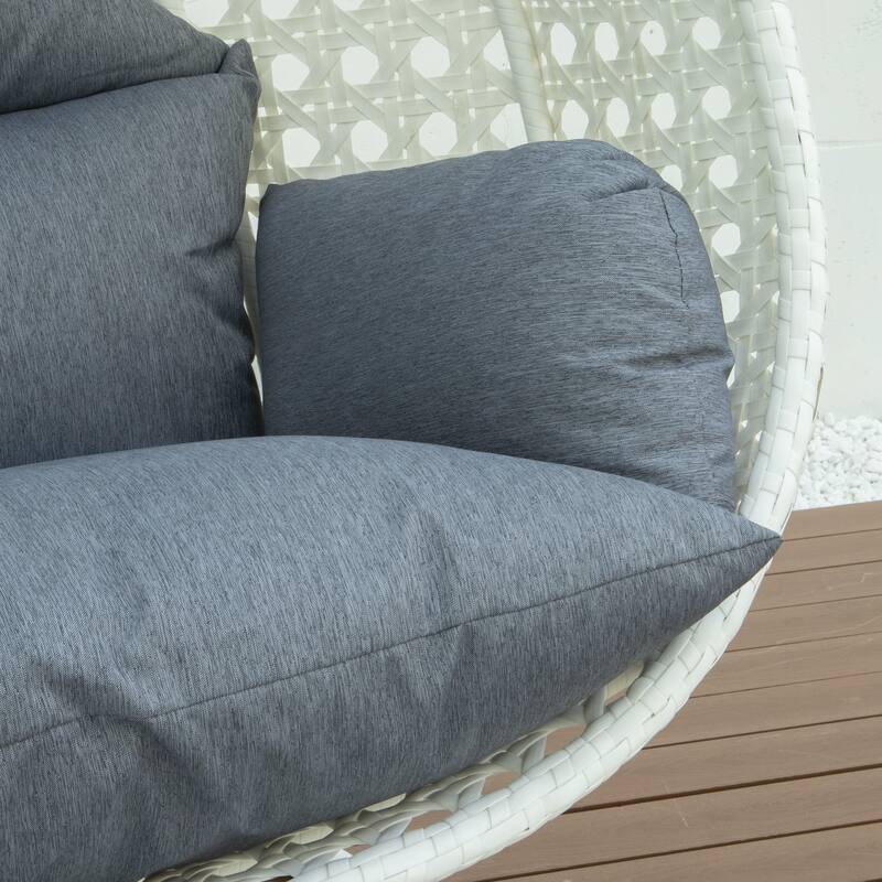 Egg-Shaped Swing Chair with Stand 2-Person Outdoor Patio Swing - Iron Frame & All-Weather Washable Cushions