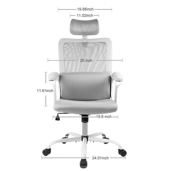 dimension image slide 13 of 15, Ergonomic Mesh Executive Chair Home Office Chair with Lumbar Support, Headrest