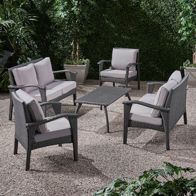 Honolulu Outdoor 5-piece Wicker Chat Set with Cushions by Christopher Knight Home