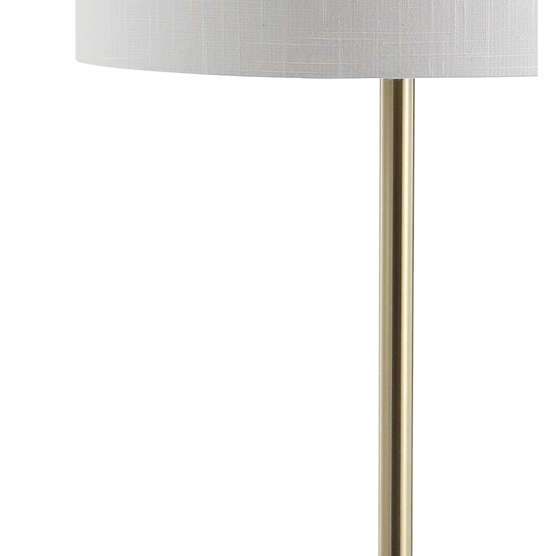 Laine 59" Metal/Wood LED Floor Lamp with Table, Black/Brass by JONATHAN Y - 59" H x 18" W x 18" D