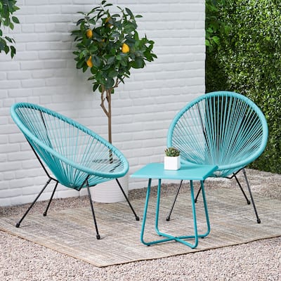 Anson Outdoor Woven 3 Piece Chat Set by Christopher Knight Home