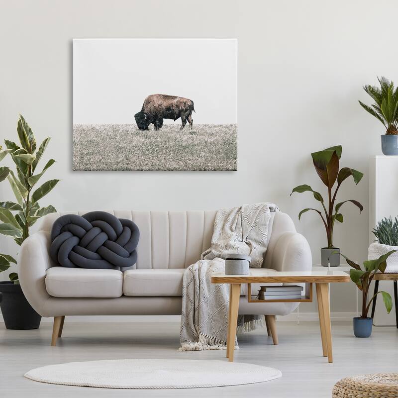 Stupell Buffalo Grazing Pasture Canvas Wall Art Design by Daniel Sproul