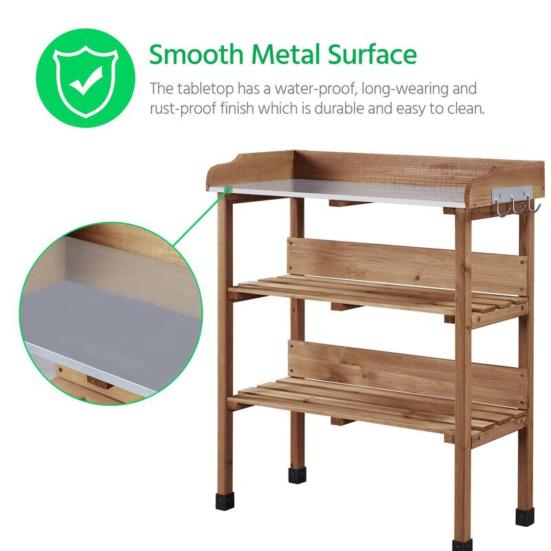 Yaheetech Outdoor Potting Bench Table Station with Storage Shelf