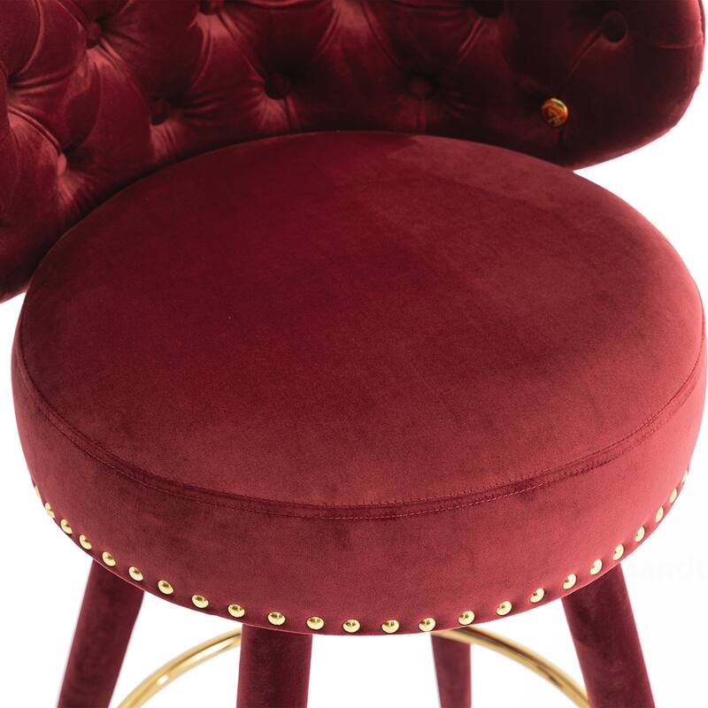 2PCS Counter Height Bar Stools With Solid Wood Legs