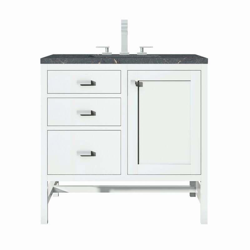 James Martin Vanities E444-V36-3PBL Addison 36" Single Basin Wood - Glossy White