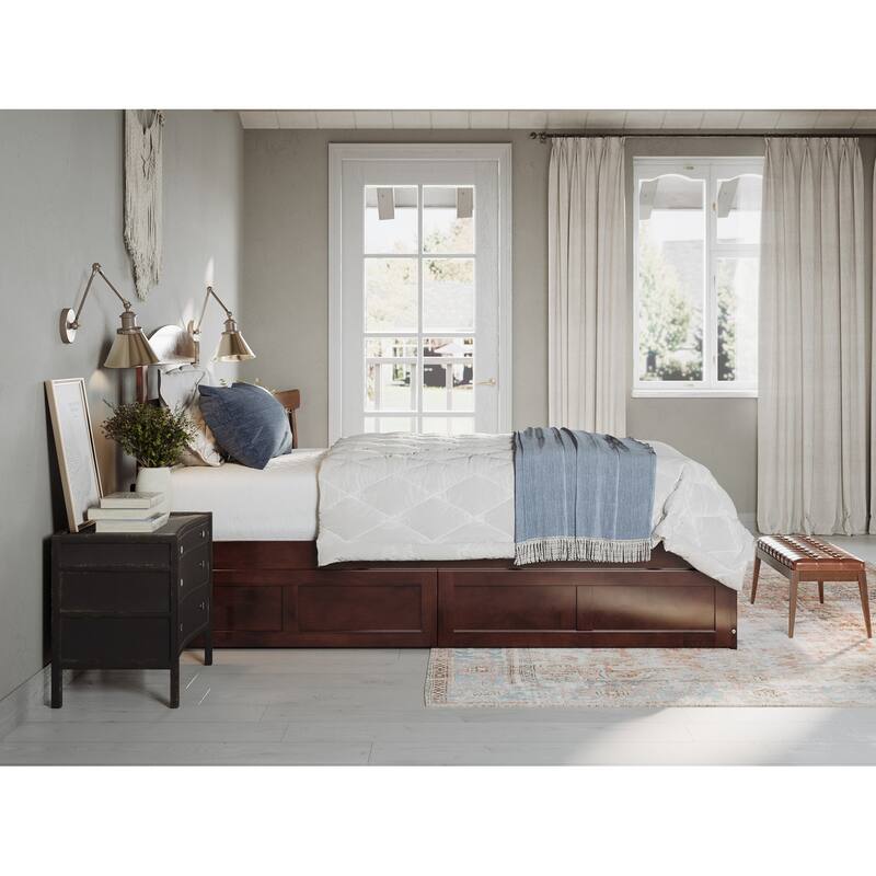 Warren Platform Bed with Footboard and 2 Storage Drawers