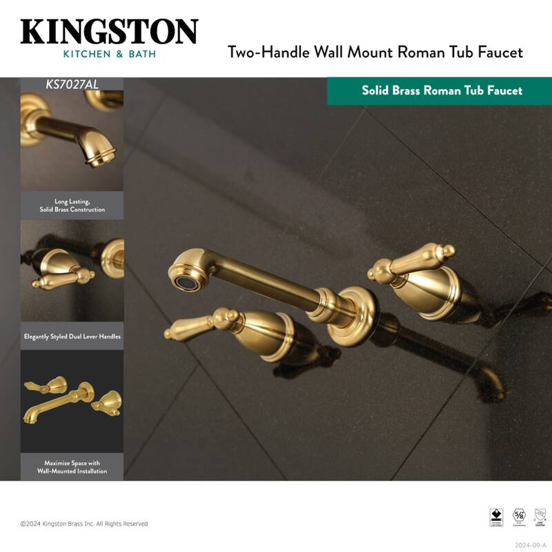 Kingston Brass English Country 3-Hole Wall Mount Roman Tub Faucet