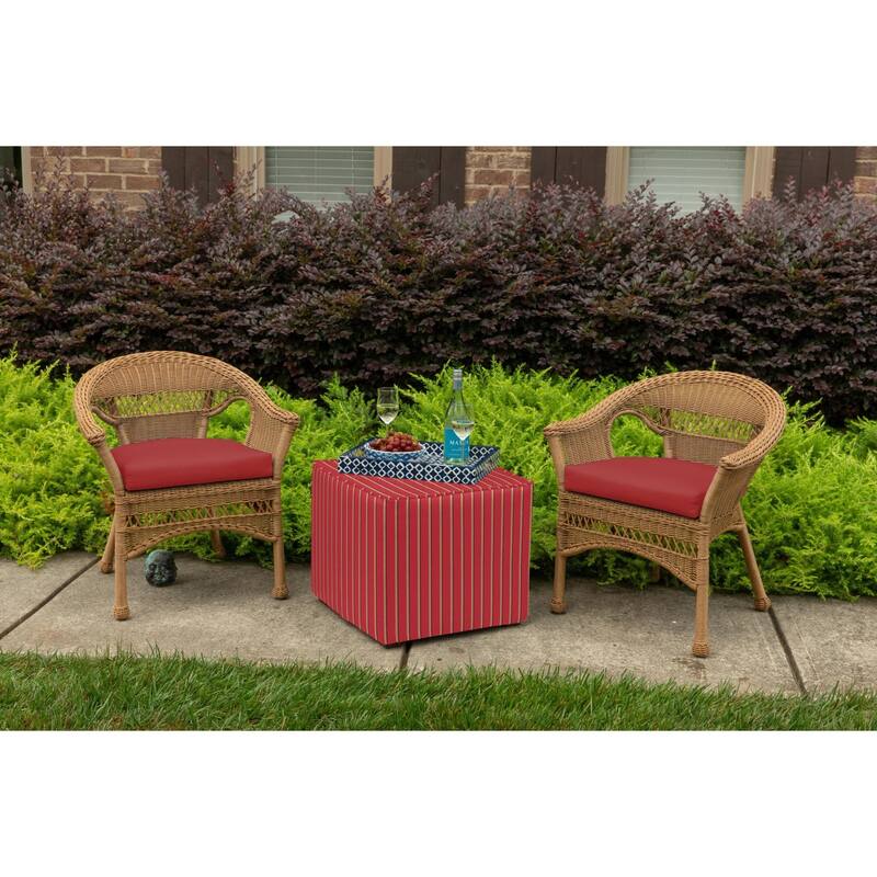 Sunbrella Solid Fabric 1-Piece Indoor/Outdoor Wicker Seat Pad Cushion, 19.5"W x 19.5"L