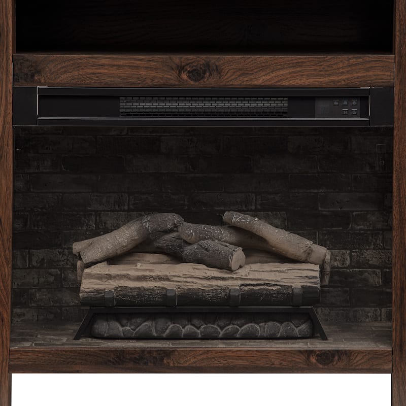 Darcel Walnut Console with Electric Fireplace