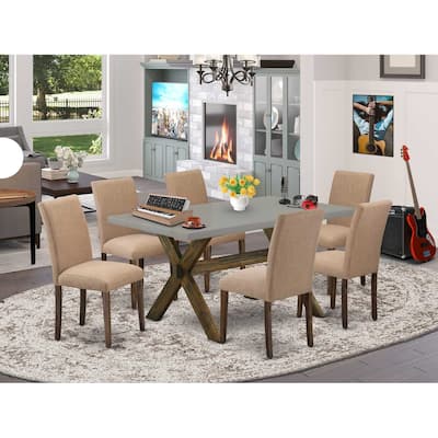 HomeStock 7-Pc Multi-Color Solid Wood Top-Rectangular Upholstered Dining Room Set with High Back-Seats 4