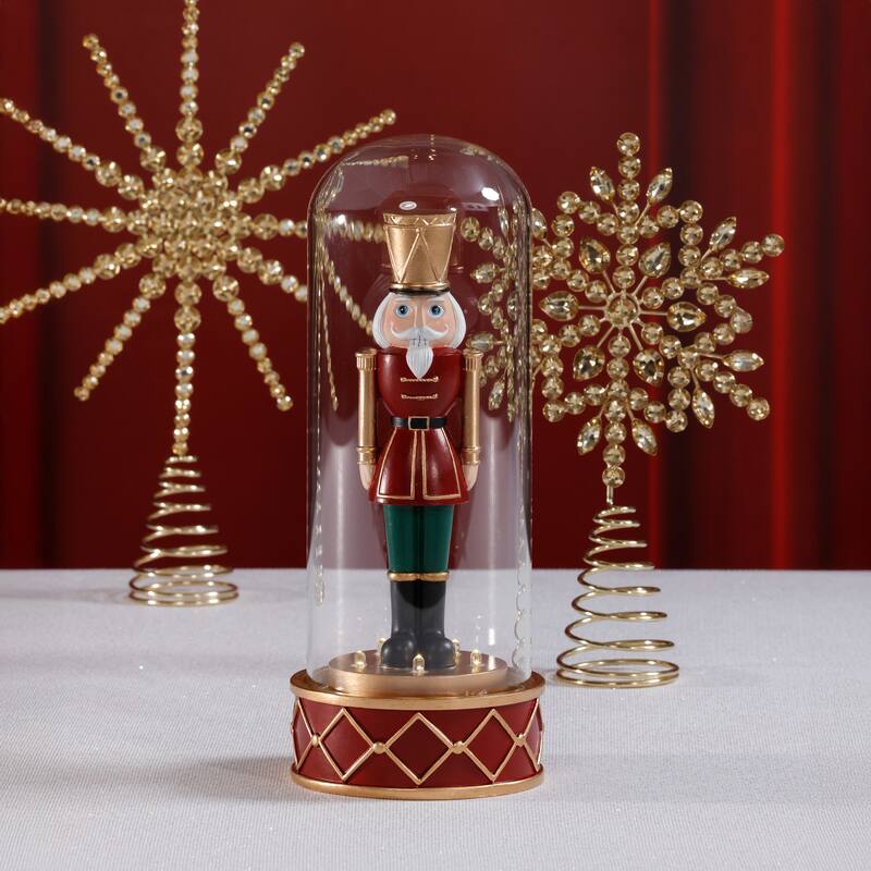 LED Soldier in Glass Cloche Christmas Tabletop Ornament - Multicolored