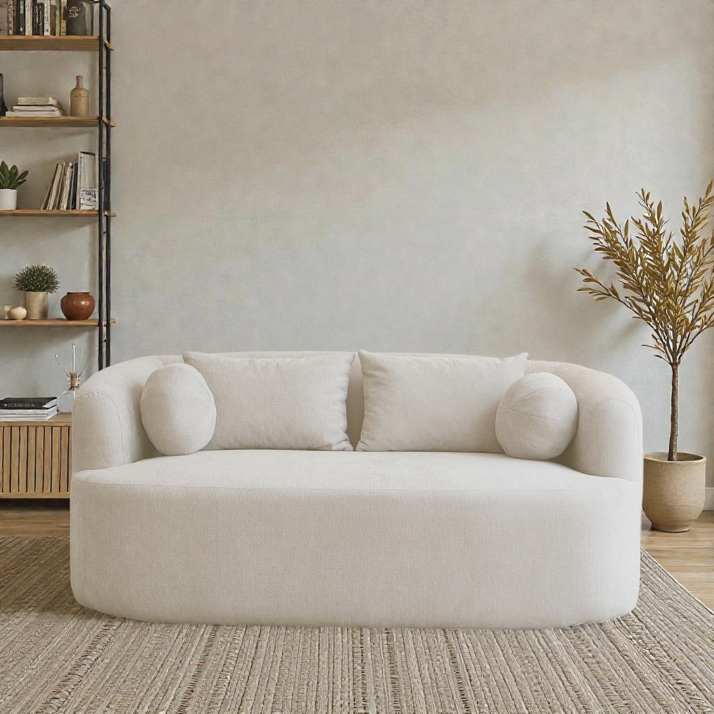 Sofa-in-a-Box Memory Foam 2-Seater Couch, Deep Seat Chenille Loveseat, No Assembly, Modern Compact Sofa for Living Room