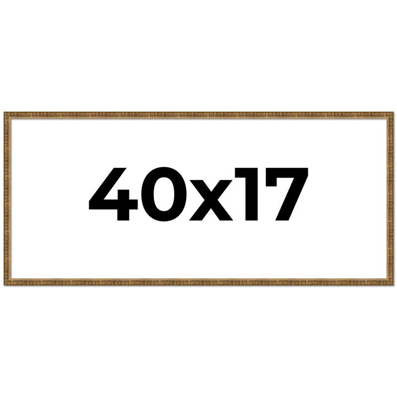 40x17 Frame Black Real Wood Picture Frame Kingsley Gold Distressed Photo Frame with UV Acrylic Foam Board Backing &