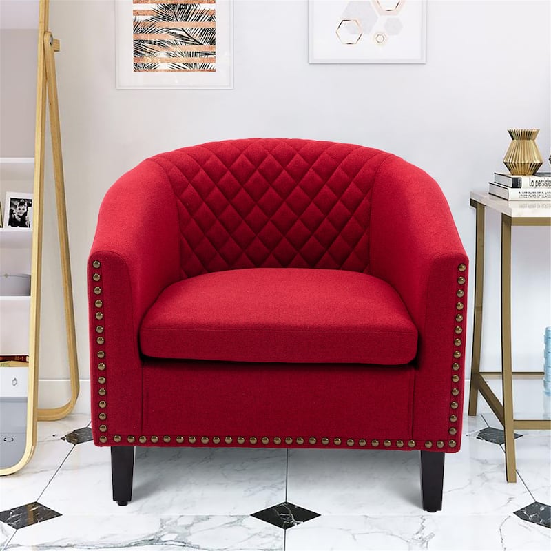 Club Chairs with nailheads and solid wood legs