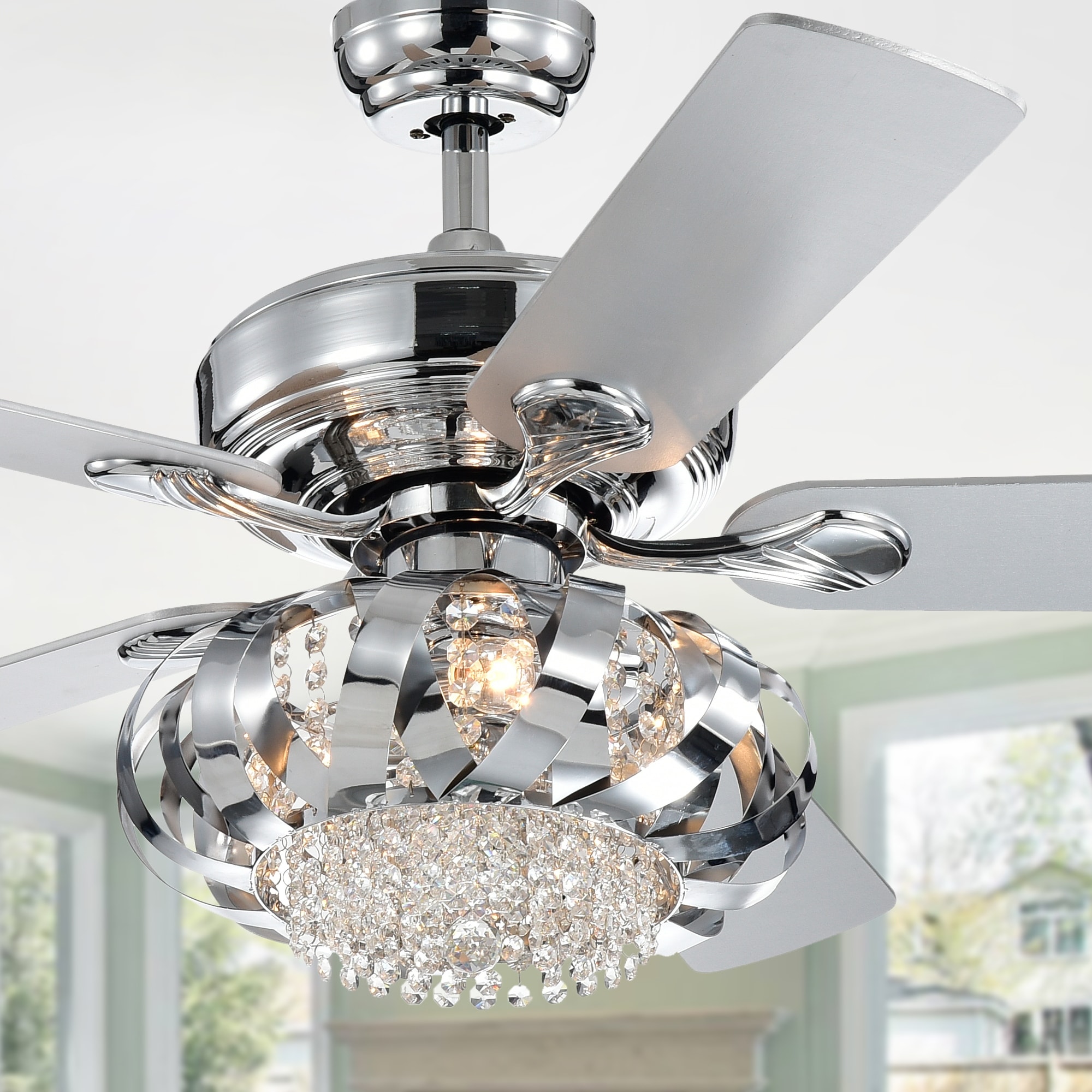 Silver Orchid Ince Chrome 52-inch 5-Blade Lighted Ceiling Fan