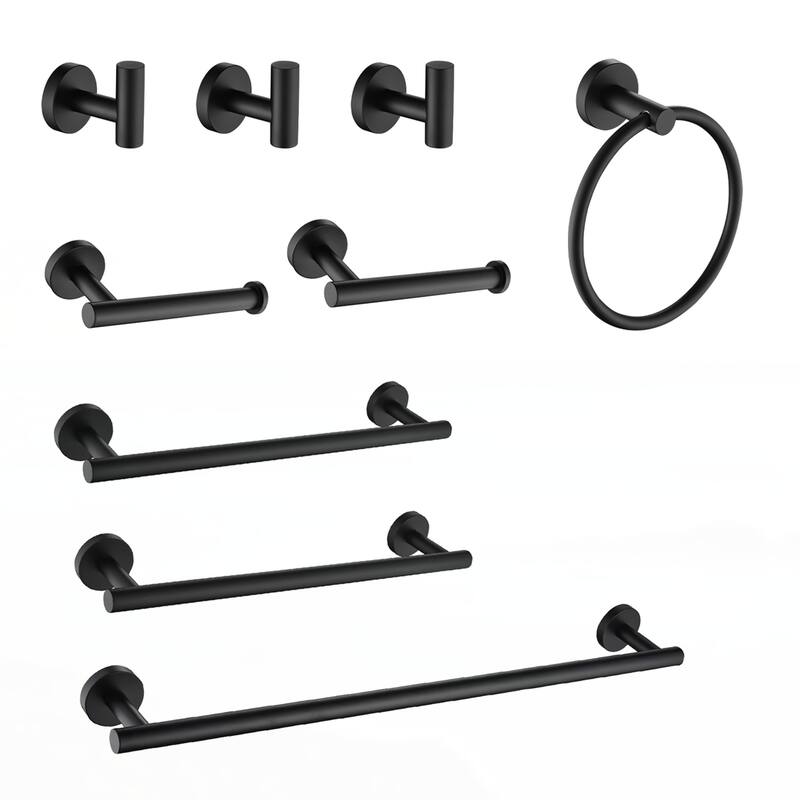 9 Piece Stainless Steel Bathroom Towel Rack Set Wall Mount