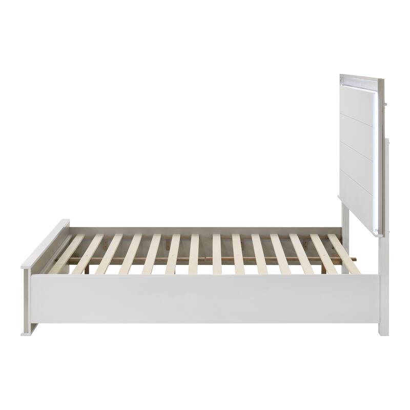 Furniture of America Andrea Modern White Platform Bed with Embedded LED Lighting