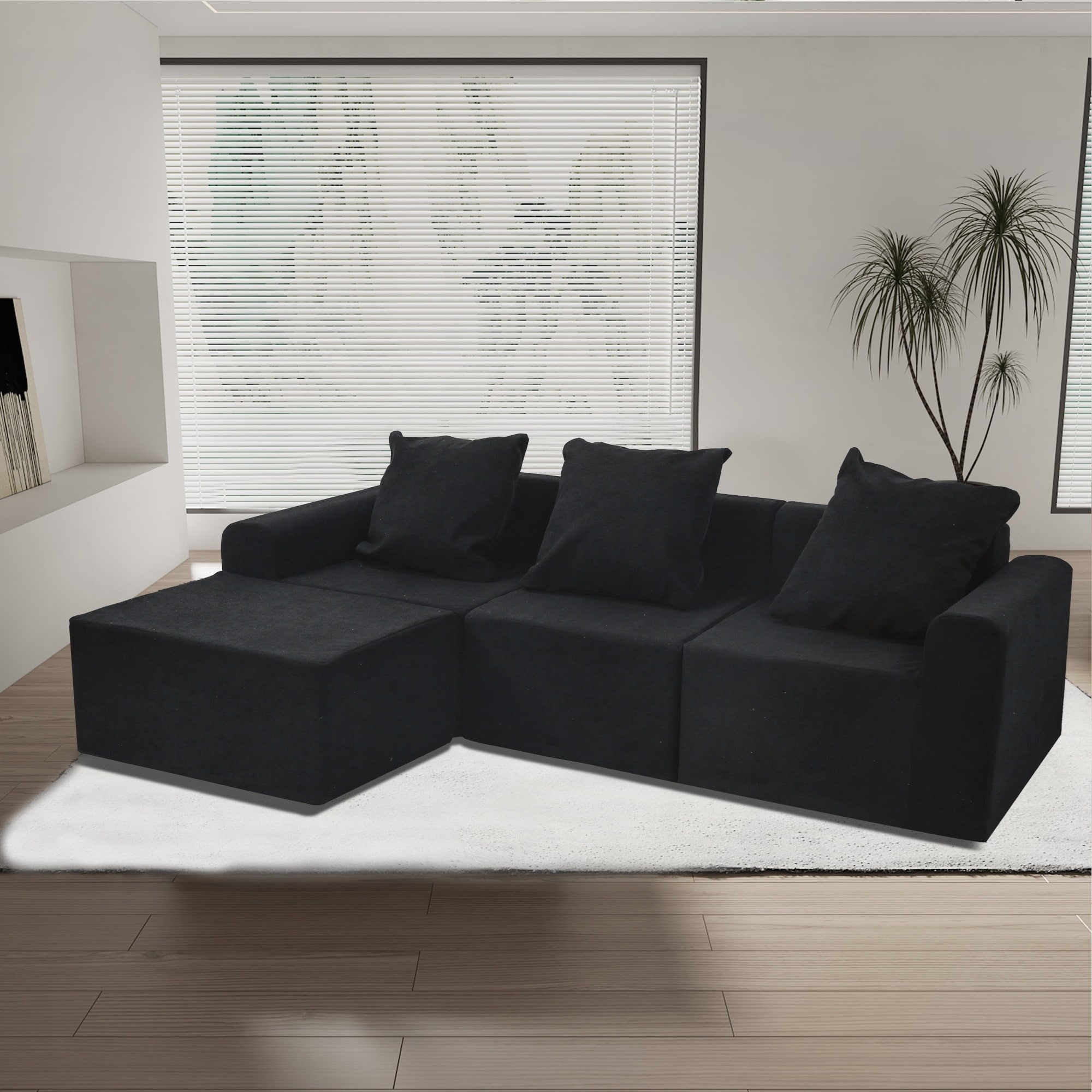Convertible Modular Sectional Sofa Set with Microfiber Fabric for Modern Living Spaces