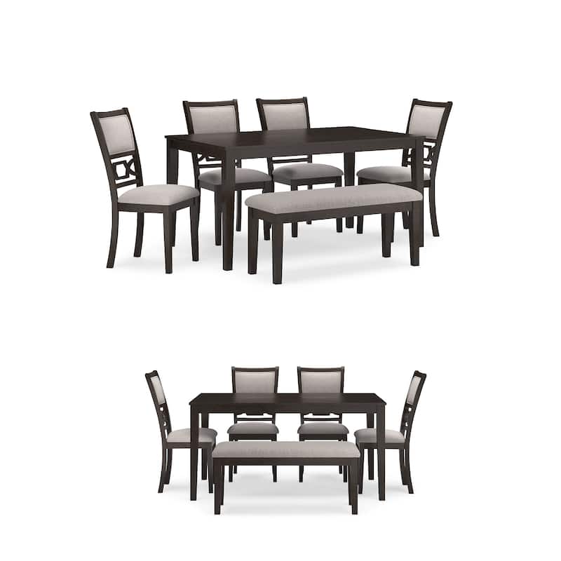 Signature Design by Ashley Langwest Dining Table and 4 Chairs and Bench (Set of 6)