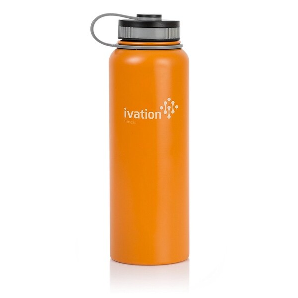 Ivation Flask Insulated Stainless Steel Water Bottle with Wide Mouth and 40-Ounce Capacity – Lightweight and BPA Free (Orange)