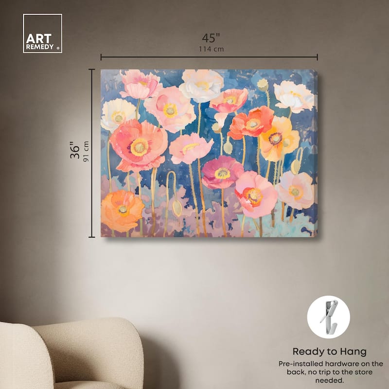 Pastel Poppies Canvas by Art Remedy, Gallery Wrapped