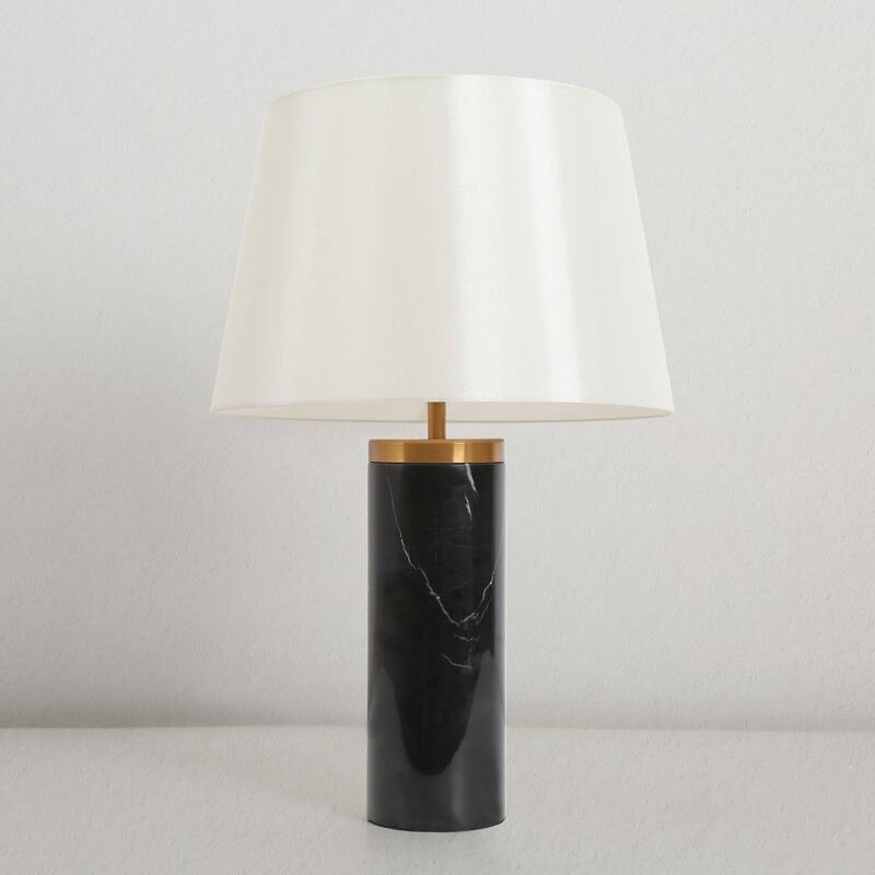 Modern Cylindrical Column Metal Table Lamp 24.8-inch in Black - L 15.7" x H 24.8"