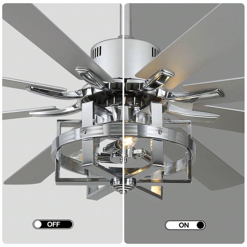 Cusp Barn 65in. Industrial Large Caged Ceiling Fan with Light, Quiet DC Motor 6-speed Reversible 8-Blade Ceiling Fan for Bedroom