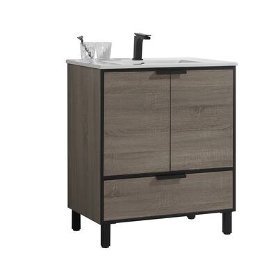 BNK 30" Bathroom Vanity with Sink for Small Space, Modern Bathroom Sink Cabinet with Soft Close Doors and Drawer