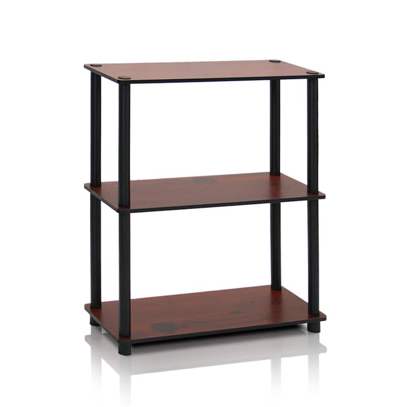 3 Tiers Wood Household Shelving Unit in Dark Cherry/Black (23.6 in. W x 29.5 in. H x 11.6 in. D) - 23.6