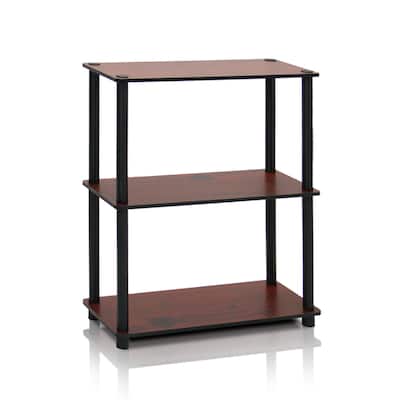 3 Tiers Wood Household Shelving Unit in Dark Cherry/Black (23.6 in. W x 29.5 in. H x 11.6 in. D) - 23.6