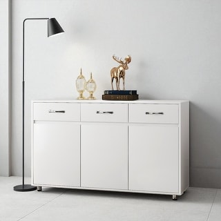 Modern Sideboard Buffet Cabinet with 3 Doors, 3 Drawers, Adjustable Storage Shelves and Steel Tube Legs - Bed Bath & Beyond
