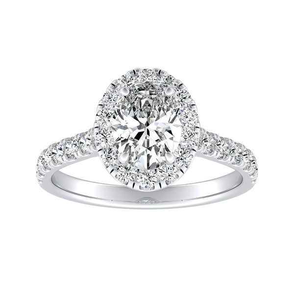 Auriya Platinum Classic Oval-cut 7/8cttw Halo Diamond Engagement Ring. Opens flyout.