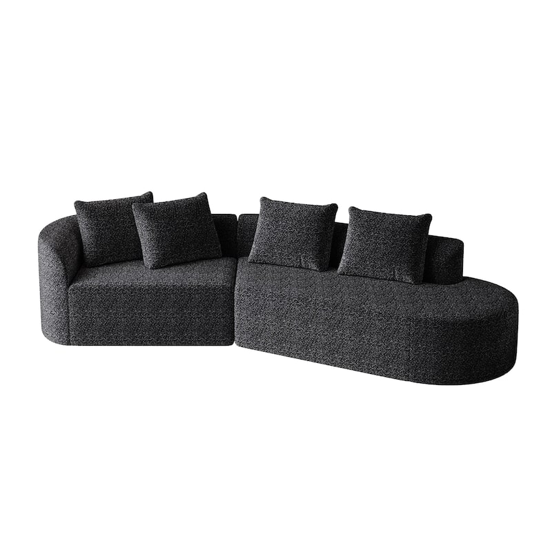 Modern Chenille Upholstered Sectional Sofa Free Combination 4 Seater Extra Deep & Wide Curved Cloud Couch with Throw Pillows