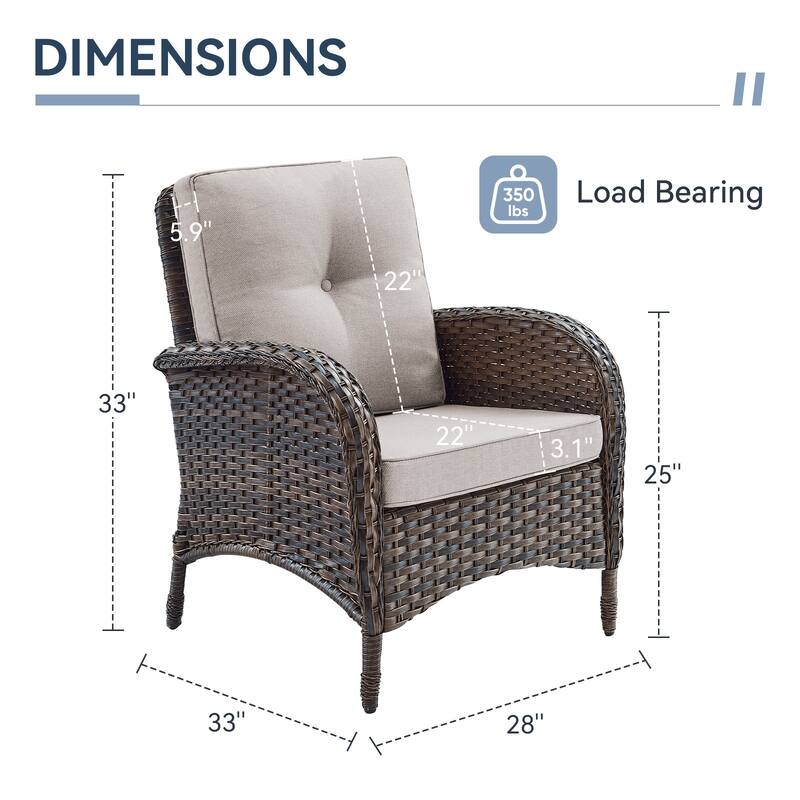 Gymojoy Stylish High Back Outdoor Wicker Dining Chairs Set of 2