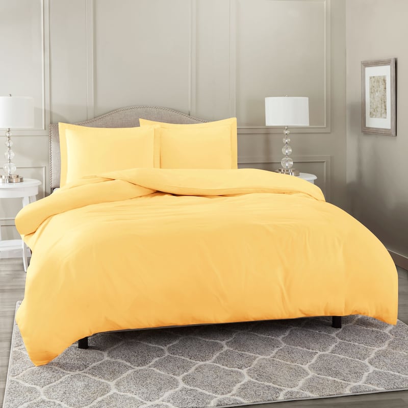 Nestl Ultra Soft Double Brushed Microfiber Duvet Cover Set with Button Closure - Custard Mallow Yellow - Twin