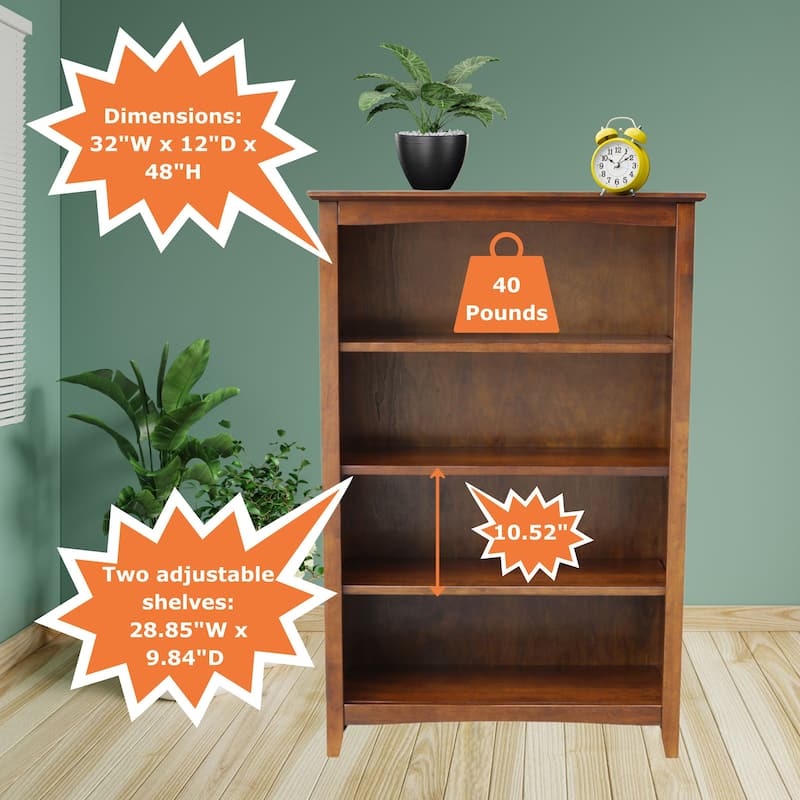International Concepts Solid Wood Shaker Bookcase