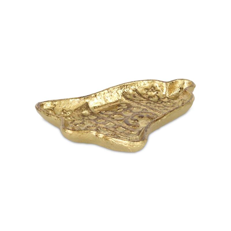 HomeRoots 5" Gold Cast Iron Christmas Bell Trinket Tray - 5.00 in. x 0.75 in. x 6.50 in.