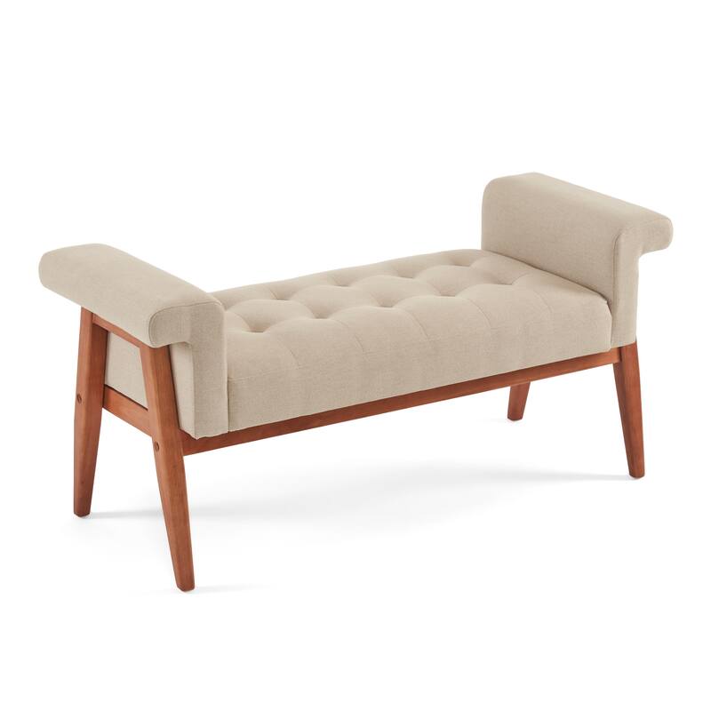 Christopher Knight Home - Evelyn Classic Beige Tufted Linen Ottoman Bench - 49" W x 18.75" D x 23" H