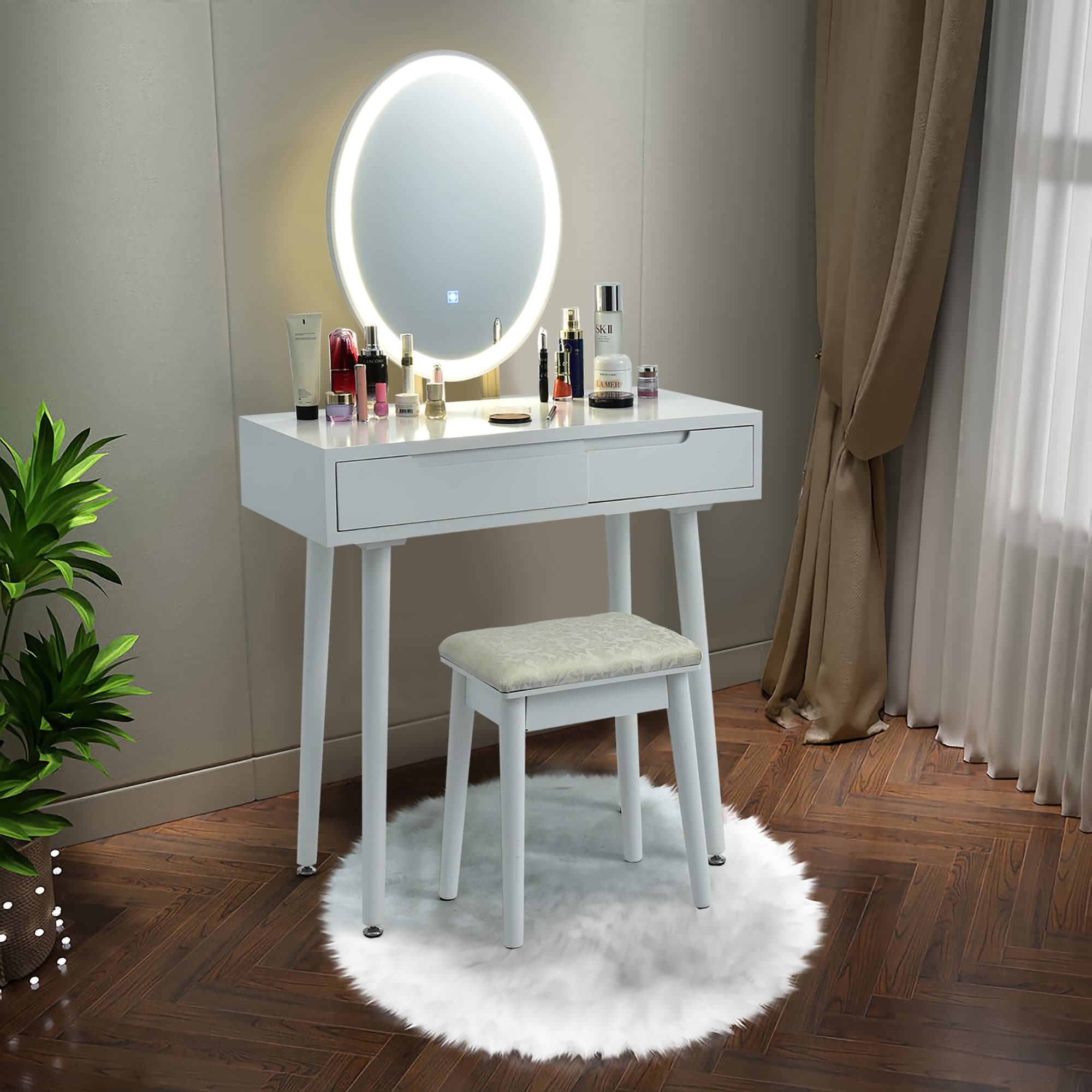 Costway Vanity Makeup Table Touch Screen 3 Lighting Modes Dressing - See Details