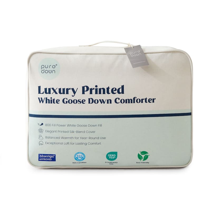 All Season luxurious Silk Covered 93% White Goose Down Comforter