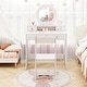 preview thumbnail 9 of 17, Kids Vanity Set with Mirror Princess Makeup Dressing Desk and Chair Set with Mirror-White