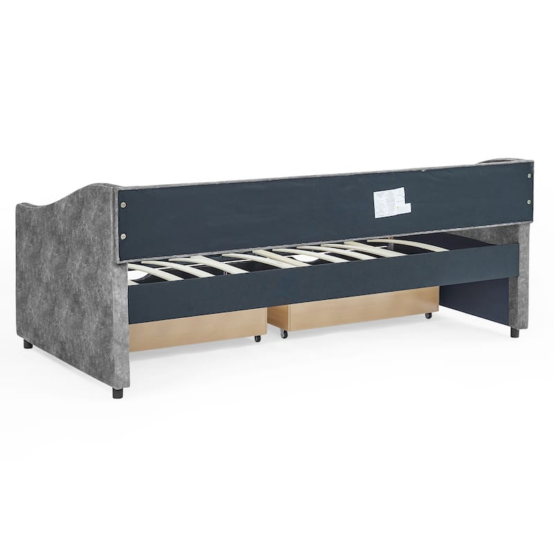 Twin Size Daybed with Drawers Upholstered Tufted Sofa Bed