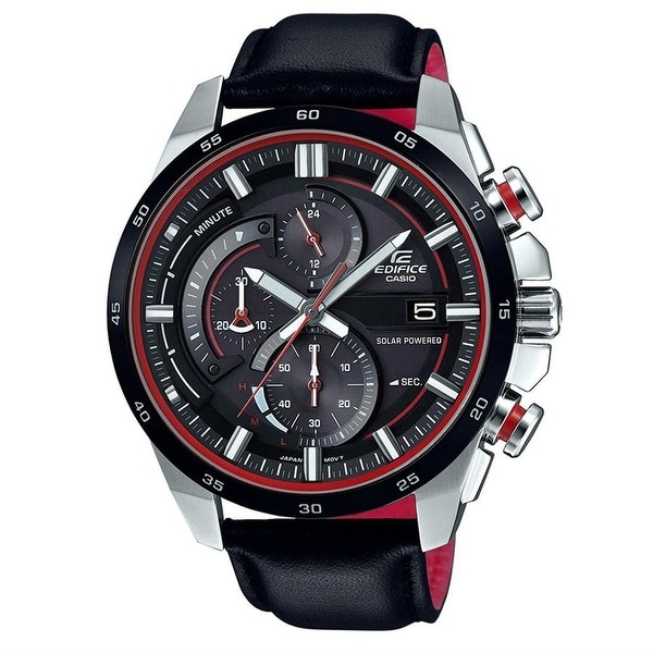 casio edifice chronograph leather strap
