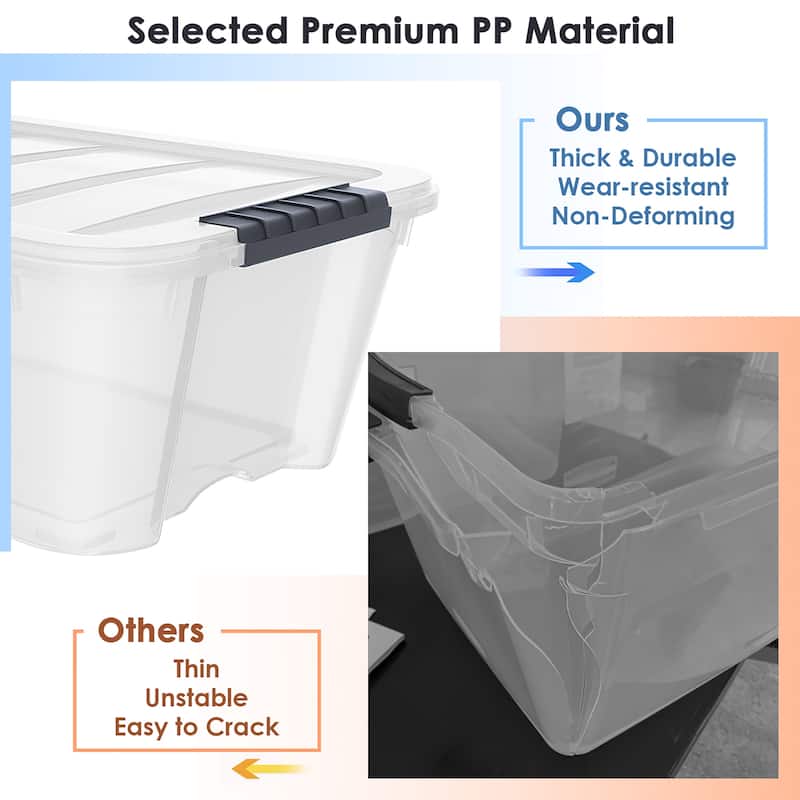 Costway 12 Pack Latch Stack Storage Box Tubs Bins Latches Handles - Transparent - 16.5'' X 11.0'' X 6.5''
