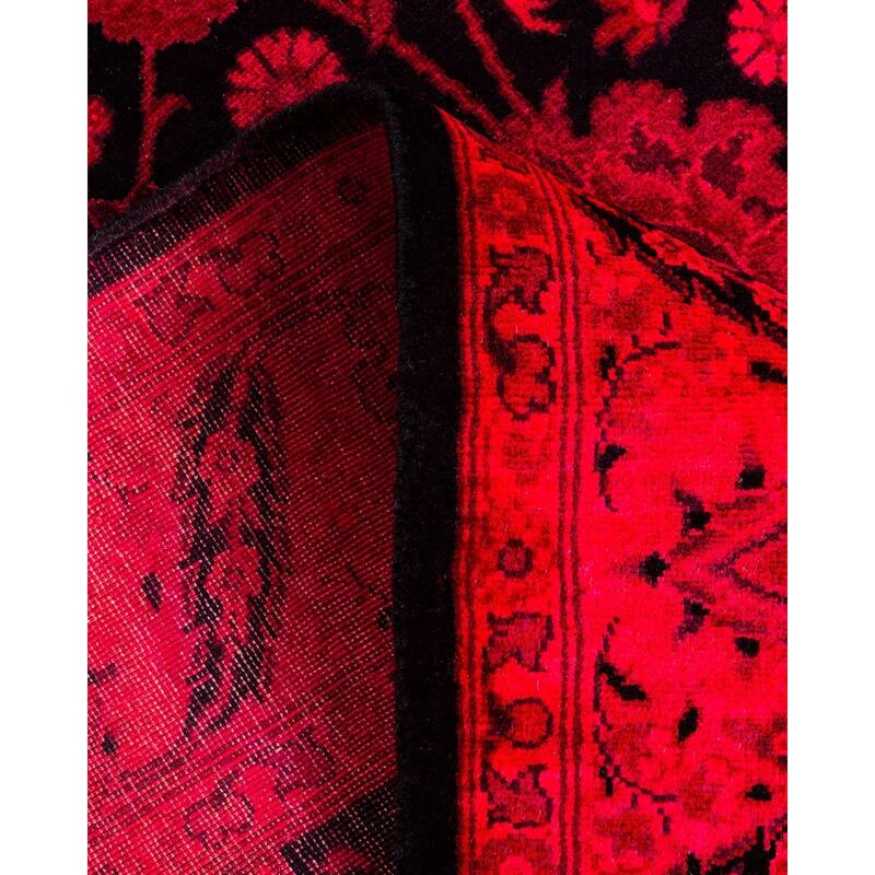 Overton Hand Knotted Wool Vintage Inspired Modern Contemporary Overdyed Red Runner Rug - 3' 1" x 10' 9"