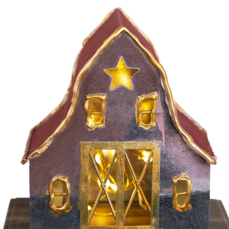 Set of 2 LED Lighted Galvanized Barn Christmas Stocking Holders 5.5"